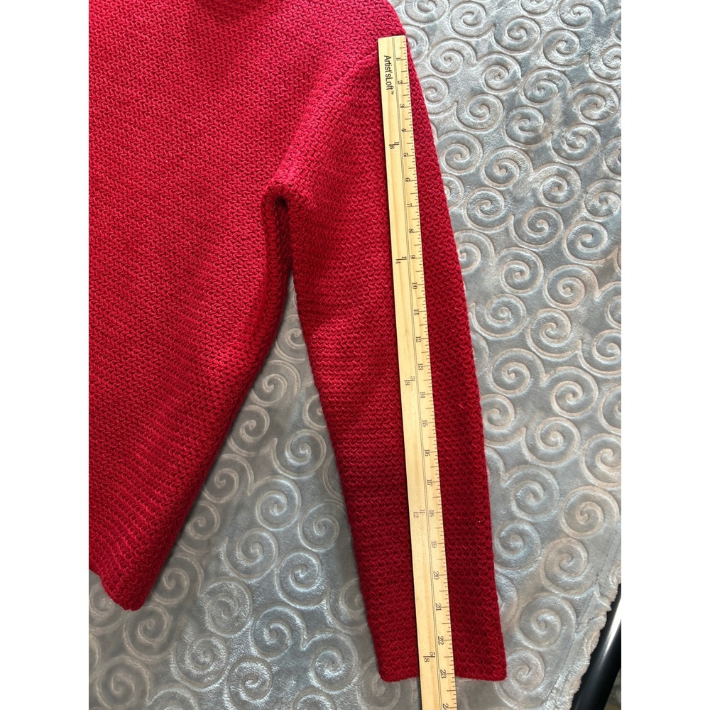 Karen Scott Red Mock Neck Knit Sweater Textured Long Sleeve Women's Size L - Picture 8 of 11